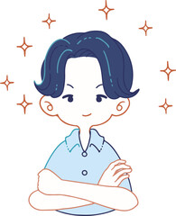 自信満々に腕を組む人物のイラスト
