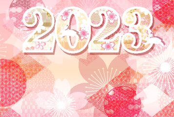 卯　年賀状　桜　背景		