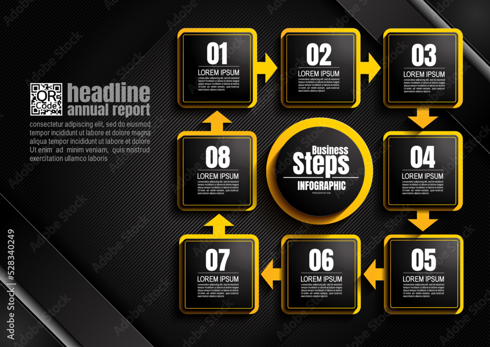 Canvas Prints infographics design, 8 process chart diagram, square template for presentation workflow, abstract ti