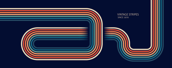 Abstract Vintage 70s Style Background. Retro Design With Stripes Vector Illustration