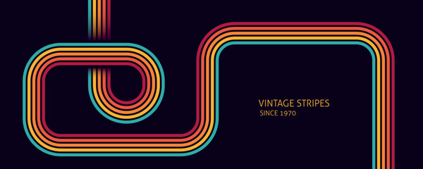 Abstract Vintage 70s Style Background. Retro Design With Stripes Vector Illustration