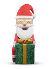3d render ,  Christmas celebration. Santa Claus opening gift box