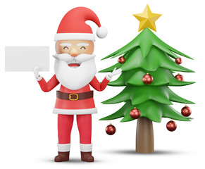 3d render , Christmas tree decorated with Santa Claus  Gnomes who climb all over tree , Merry Christmas 