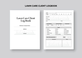 Lawn care client Log book interior