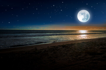 Night view in the beach landscape