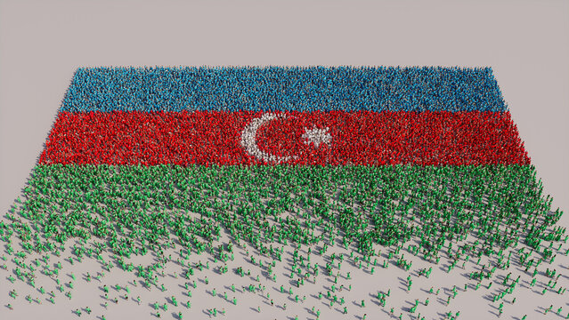 Azerbaijani Banner Background, with People coming together to form the Flag of Azerbaijan.
