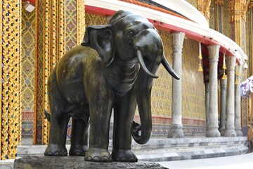 Elephant sculpture in front of the gate of Wat Ratchabophit, The temple was built during the reign...