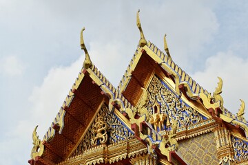 Thai art rooftop of Wat Ratchabophit, The temple was built during the reign of King Chulalongkorn (Rama V).