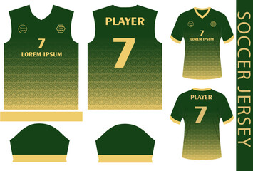 soccer jersey design template with pattern and mocku