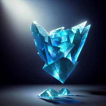 Blue Crystal Shards, Magical, Light Background,, Unreal Engine, Octane Render, Hyperrealistic, Rim Light