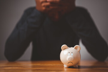 Stressed financial problems, Problem business man, No savings empty, not to payment bill, loan or...