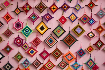 Gardinen Farbenfroh Design template with ethnic ornament . Tribal vector seamless colorful pattern. Abstract geometric design element.  © Alejandro