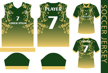 soccer jersey design template with pattern and mockup
