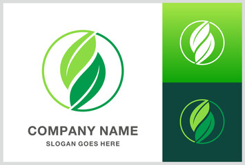 Green Leaf Nature Farm Vegetables Agriculture Business Company Stock Vector Logo Design Template