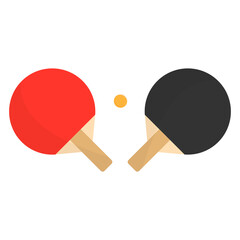 Red and black ping pong bats and orange ping pong balls .isolated background , illustration 