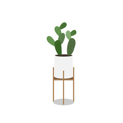Plants planted in indoor pots to decorate the house isolated background , Flat cartoon flat style. illustration