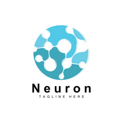 Fototapeta premium Neuron Logo Design Vector nerve cell illustration Molecular DNA health brand