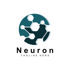 Neuron Logo Design Vector nerve cell illustration Molecular DNA health brand