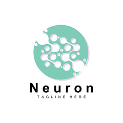 Neuron Logo Design Vector nerve cell illustration Molecular DNA health brand
