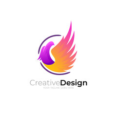 Eagle logo with modern design vector, colorful icon, animal