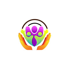 Charity logo and family design template, community icons