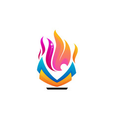 Book logo and fire design education, colorful style