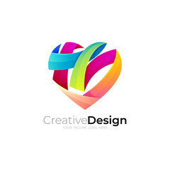 Heart logo with ribbon design community, social logos