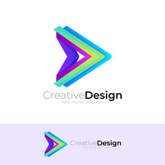 Triangle logo with technology design colorful, 3d style