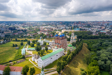 Fototapeta na wymiar Aerial view of Ryazan Kremlin on summer day. Ryazan Oblast, Russia.