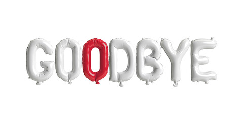 3d illustration of goodbye letter balloon in japan flag isolated on white background