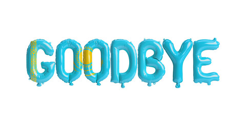 3d illustration of goodbye letter balloon in Kazakhstan flag isolated on white background