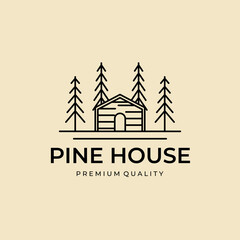 pine House line art logo vector minimalist design template