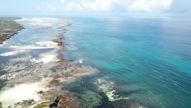 Beautiful aerial panormaic of scenic Watamu coastal. Summer sunny leisure day in Kenya, Africa