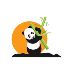 panda with a bamboo panda cartoon vector illustration of a panda panda vector logo
