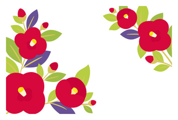 Red camellia flower background frame illustration
