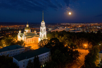 Fototapeta na wymiar Penza town and Spassky cathedral on summer night, Russia.