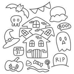 Halloween doodle coloring page