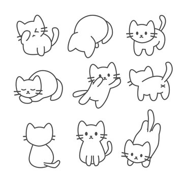 Set of cat poses