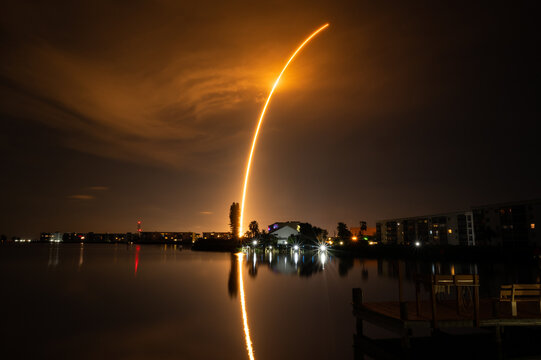 Nighttime Rocket Launch over Cocoa Beach Florida