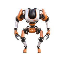Cartoon roboter. Character for collages, Clipart, photobashing. 3d rendering illustration PNG.