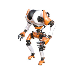 Cartoon roboter. Character for collages, Clipart, photobashing. 3d rendering illustration PNG.
