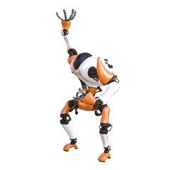 Cartoon roboter. Character for collages, Clipart, photobashing. 3d rendering illustration PNG.