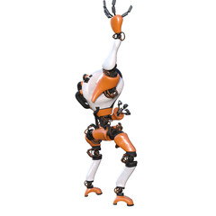 Cartoon roboter. Character for collages, Clipart, photobashing. 3d rendering illustration PNG.