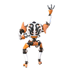 Cartoon roboter. Character for collages, Clipart, photobashing. 3d rendering illustration PNG.