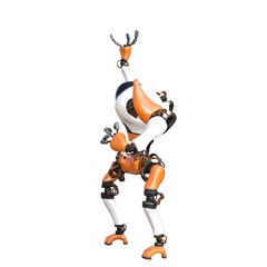 Cartoon roboter. Character for collages, Clipart, photobashing. 3d rendering illustration PNG.