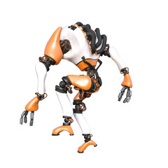 Obraz premium Cartoon roboter. Character for collages, Clipart, photobashing. 3d rendering illustration PNG.