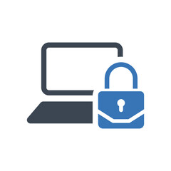 Laptop lock security icon