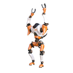 Cartoon roboter. Character for collages, Clipart, photobashing. 3d rendering illustration PNG.