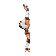 Cartoon roboter. Character for collages, Clipart, photobashing. 3d rendering illustration PNG.