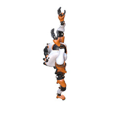 Cartoon roboter. Character for collages, Clipart, photobashing. 3d rendering illustration PNG.